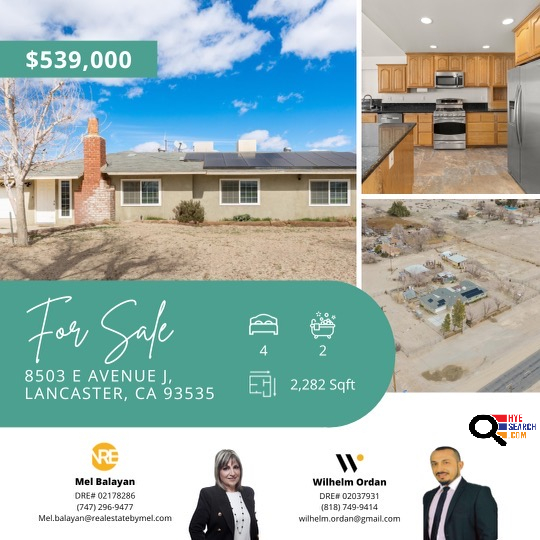 4 Bed 2 Bath House for Sale in Lancaster, CA