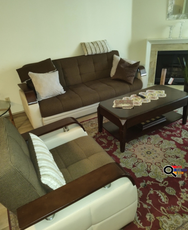 Sleeper Sofa Couch and Love Seat with Wooden Coffee Table for sale in Glendale, CA