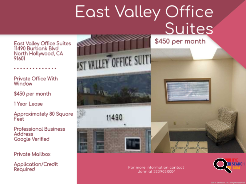 Private Office with Window for Rent in North Hollywood, CA
