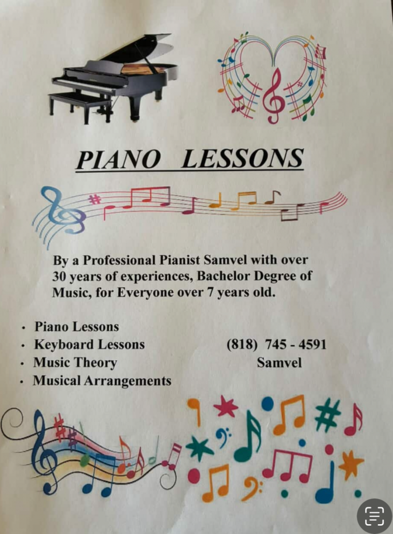 Piano and Keyboard Classes with Samvel Harutyunyan in Glendale, CA 