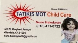 Tatikis Mot Child Care/Day Care in Glendale, CA - Տատիկիս Մոտ մանկապարտեզ